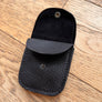 Black Leather Coin Purse Front Open