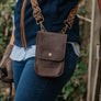 Brown Real Leather Mobile Phone Cross Body Bag