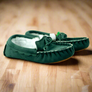 Real Sheepskin Moccasin Slippers The Waveney by Nurseys in Green