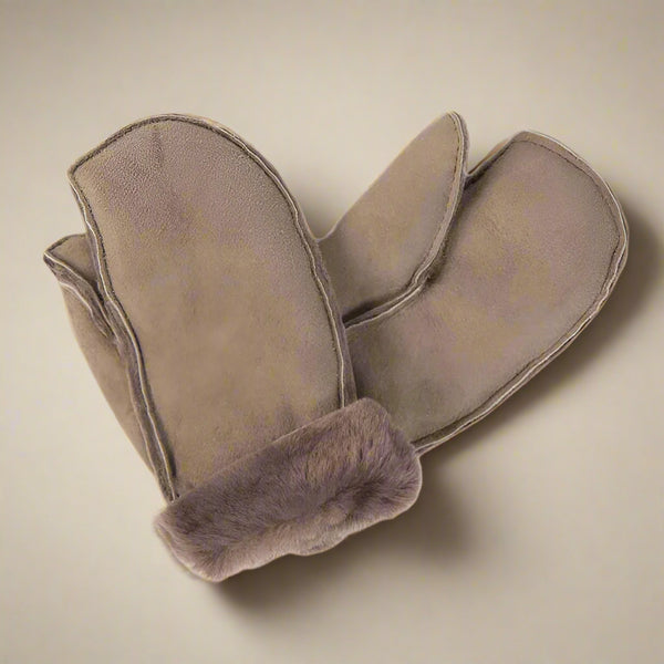 ladies sheepskin grey sheepskin mittens