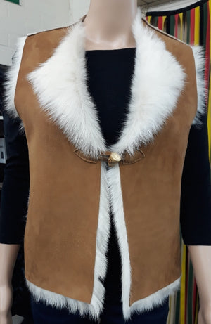 Tan Toscana Gilet with white Wool