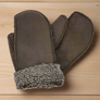 Brown Ladies sheepskin mittens made in UK