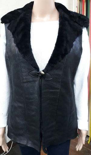 Black Nappa Leather Gilet for Women. British Made.