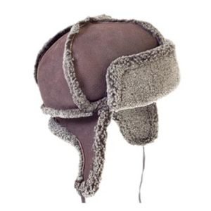 Sheepskin Trapper Hat with Ear Flaps and Wool Out - Unisex - Handmade in Britain