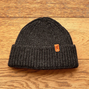 100% British Wool Beanie Hat Charcoal Grey