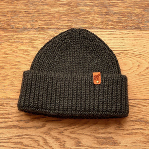 100% British Wool Beanie Hat Highland Moss Green