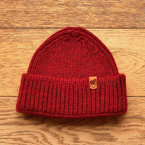 100% British Wool Beanie Hat Merlot Red