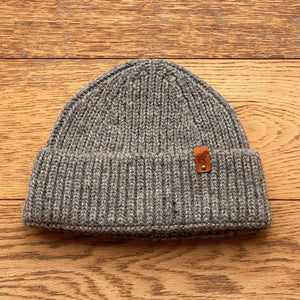 100% British Wool Beanie Hat Pebble Grey