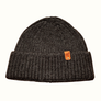 Pure British Wool Beanie Hats Ribbed Charcoal Grey
