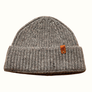 Pure British Wool Beanie Hats Ribbed Light Pebble Grey