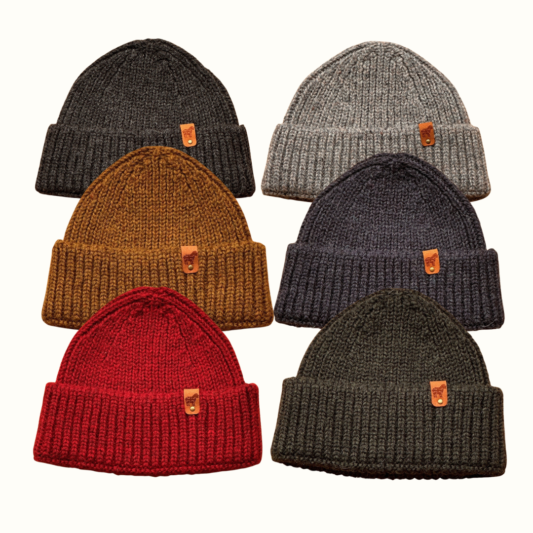 100% Pure British Wool Chunky Knit Beanie Hat – Warm Made in the