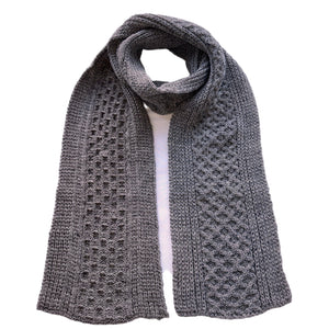 British Wool Chunky Cable Knit Scarf Pebble Grey