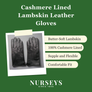 Cashmere Lined Black Lambskin Leather Gloves for Men