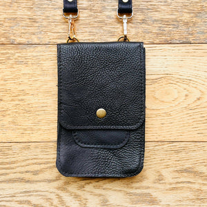 Cross Body Mobile Phone Bag with Black Leather Strap