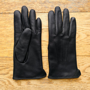 Ladies’ Black Lambskin Leather Gloves with 100% Cashmere Lining