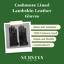 Ladies' Black Leather Gloves | Cashmere Lined Lambskin