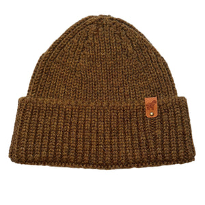 Pure British Wool Beanie Hat in Pebble Amberwood