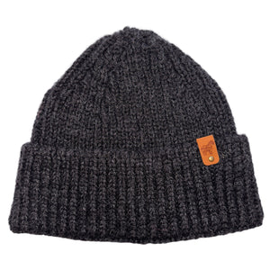 Pure British Wool Beanie Hat in Charcoal Grey