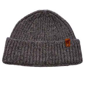 Pure British Wool Beanie Hat in Pebble Grey