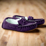 Real Sheepskin Moccasin Slippers The Waveney by Nurseys in Purple
