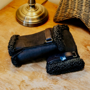 Sheepskin Fingerless Gloves Brown