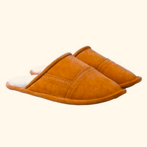 Slip on Mule sheepskin slippers in heritage tobacco tan