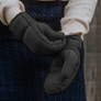 Super thick warmest grey sheepskin mittens women’s