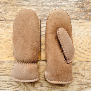 Tan Sheepskin Gauntlet Mitts for Women