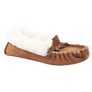 Tobacco Tan Brown Moccasin Sheepskin Slippers with Lambswool Collar