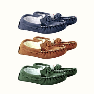 Waveney Moccasin Real Sheepskin Slippers Heritage Colours Tan