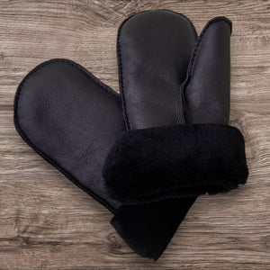 black nappa sheepskin mittens ladies