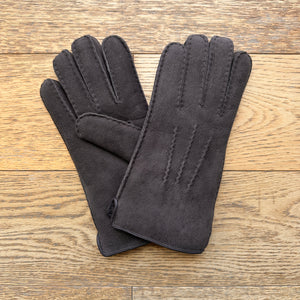 grey brown mens sheepskin mittens