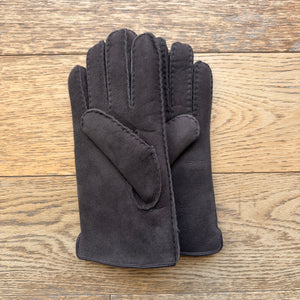grey brown mens sheepskin mittens
