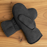 women's sheepskin mittens in soft grey