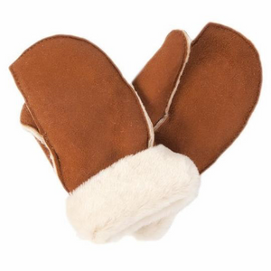 Tan Ladies sheepskin mittens made in UK 