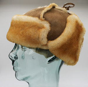 Sheepskin Trapper Hat with Ear Flaps and Wool Out - Unisex - Handmade in Britain