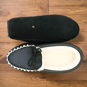 Leather Moccasin Slipper with Sheepskin Lining | British Made Slippers