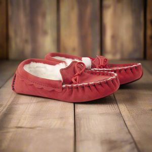 SPECIAL OFFER - Sheepskin and Leather Moccasin Slippers - Large Sizes 11.5, 12, and 13