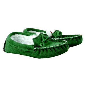 Sheepskin Moccasin Slippers in Heritage Green